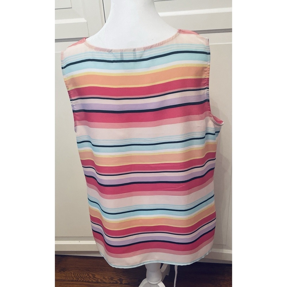 Christopher & Banks Womens Large  Colorful Striped Sleeveless V-Neck Blouse Top - Picture 3 of 5